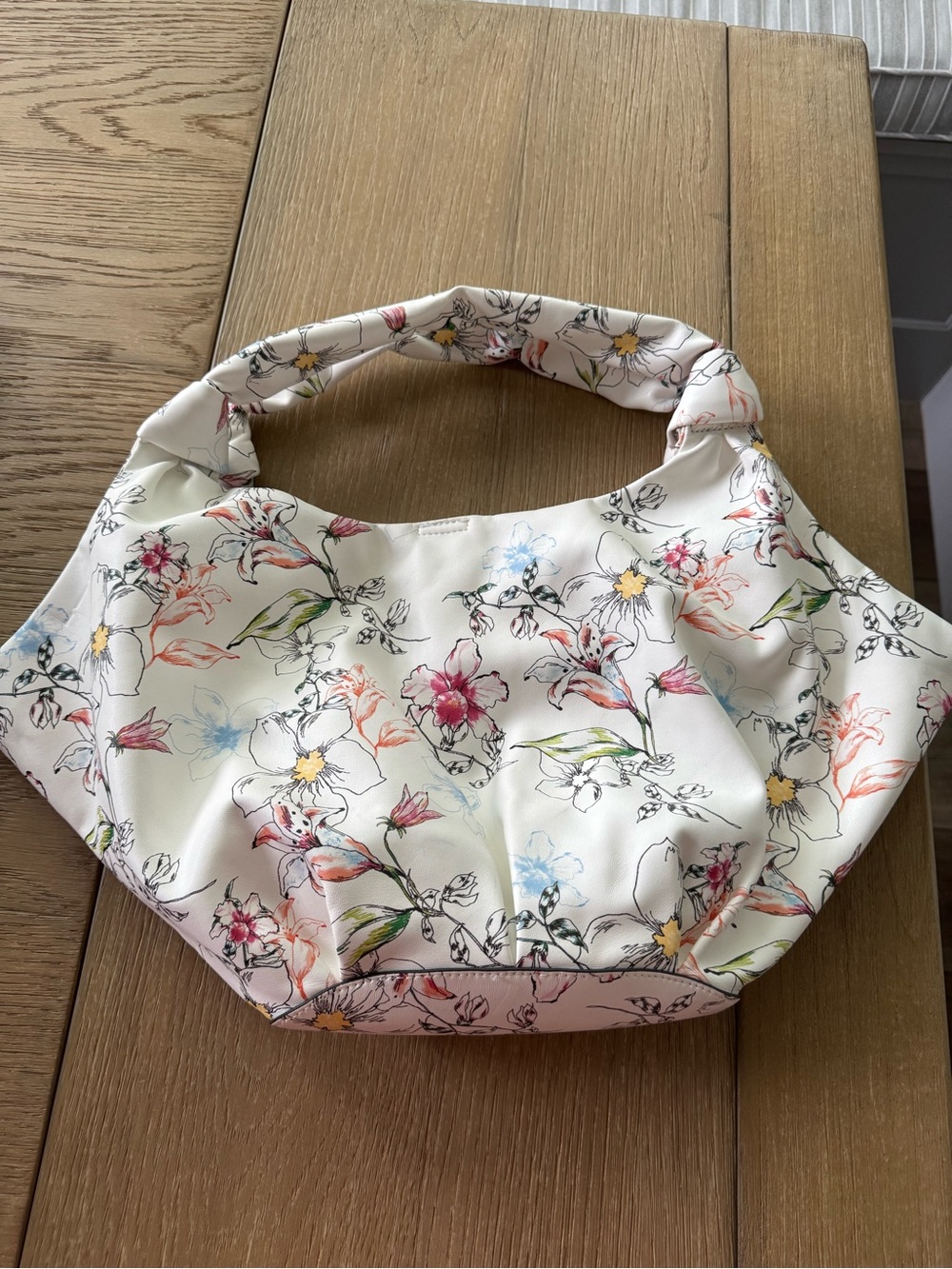 INC International Concepts Cream Floral Print Shoulder Tote
